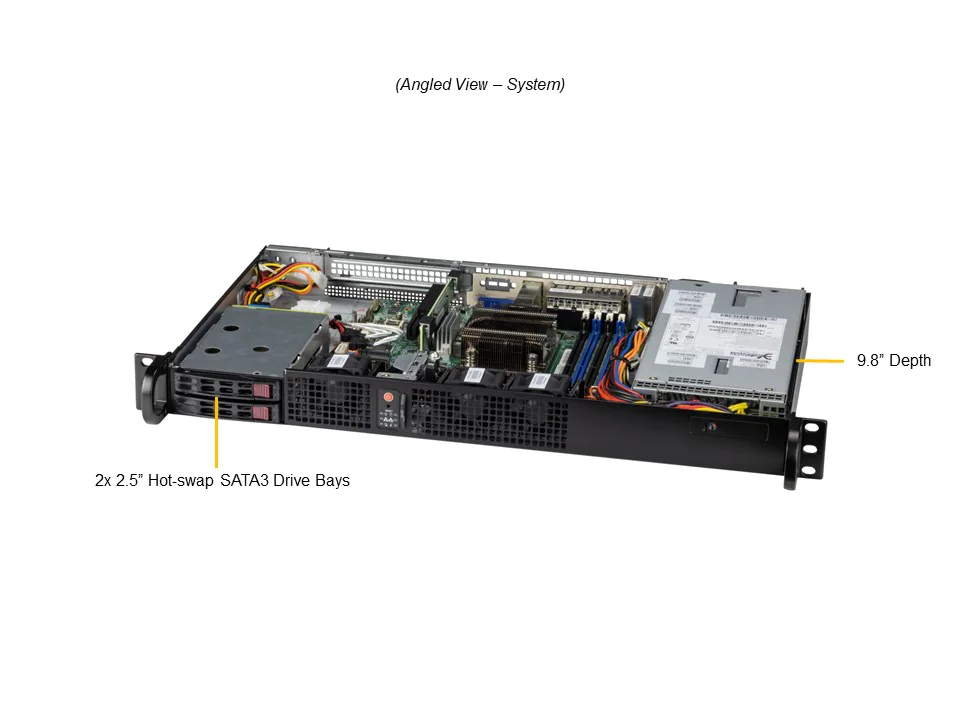 Super 110A-24C-RN10SP,Atom P5362/24C,Video,8xGB+2x25G/SFP28 LAN,2xHS 2.5",M.2,IPMI,D4/512GB,1U/R300W