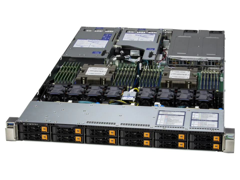 Super 1125HS-TNR,2xEPYC/9004,Video,Via AIOM LAN,8x HS 2.5" NVMe/SAS3/SATA3,IPMI,D4(6TB),1U RM,R1200W