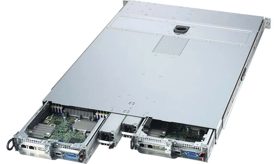 Super 120TP-DC8TR,2xNode,2xLGA-4189,Video,2x10Gb/X710,4xHS 2.5" SAS3(S3808L)+R,IPMI,D4(4TB),1U/R1KW