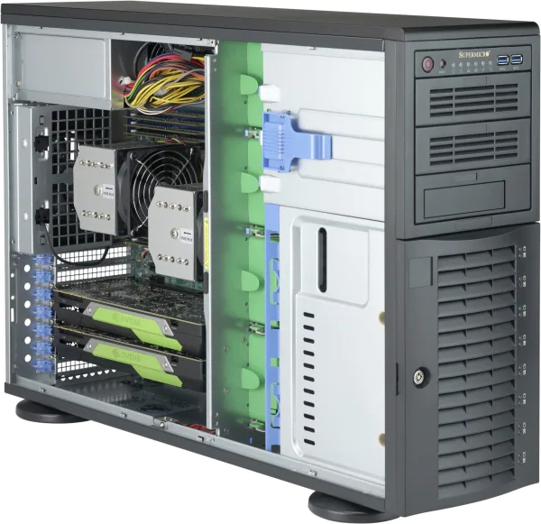 Supermicro CSE-743AC-1K26B-SQ,4U RM/Tower,8x HS 3.5"/2.5"+3x 5.25" Ext Bays,1200W,*Whisper-Quiet*
