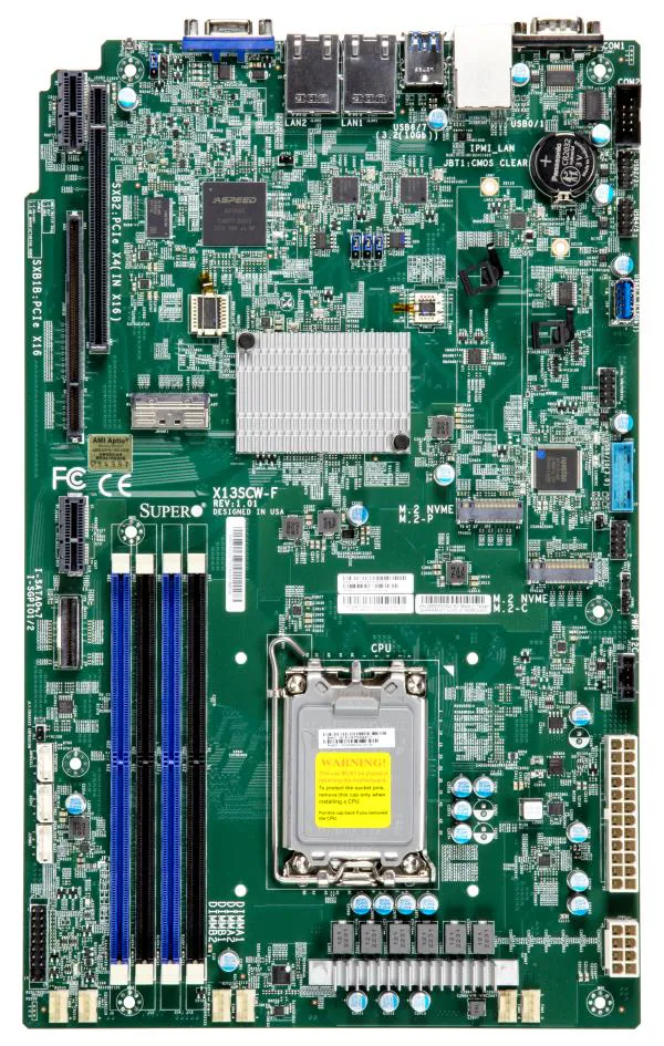 Supermicro X13SCW-F,E-2400/LGA1700,WIO,2xPCIe 4&5,Video,2xGB/i210,8xSATA3+R, 2xM.2,TPM,IPMI,D5/128GB