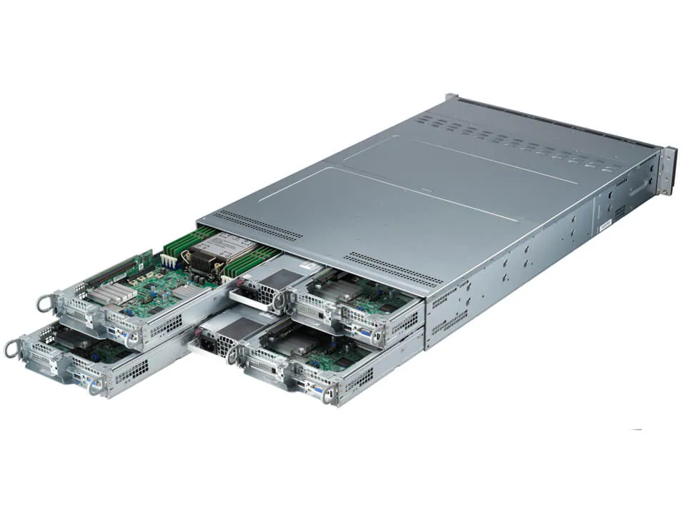 Super 211TP-HPTRD,4xNode,1xLGA-4677,Video,2x10G/SFP+/X710,6xHS 2.5" SATA,M.2,IPMI,D4(2TB),2U/R2KW,DC