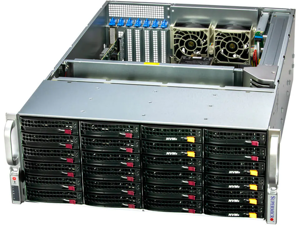 Super 641E-E1CR24H,2xLGA4677,Video,2x10GB,24xHS SAS3(3908L/HW Raid) Bay,2xM.2,IPMI,D4(4TB),4U/R1200W