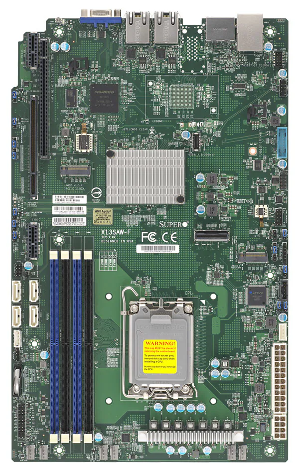 Super X13SAW-F,14th/13th Gen i9/i7/i5/i3 LGA-1700,WIO,2xPCIe,VGA,2xGB LAN,4xSATA3+R,IPMI,D5(128GB)