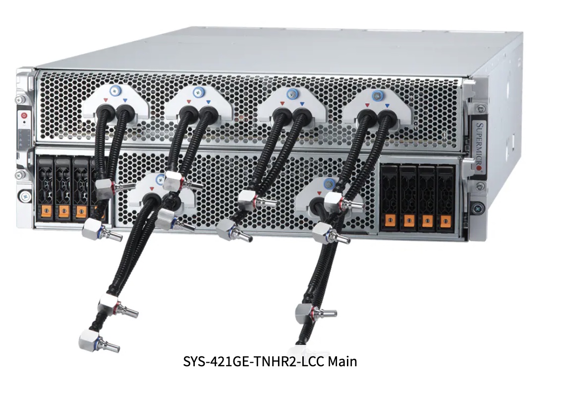GPU SuperServer SYS-421GE-TNHR2-LCC, DP Intel 4U Liquid-Cooled System with NVIDIA HGX H200