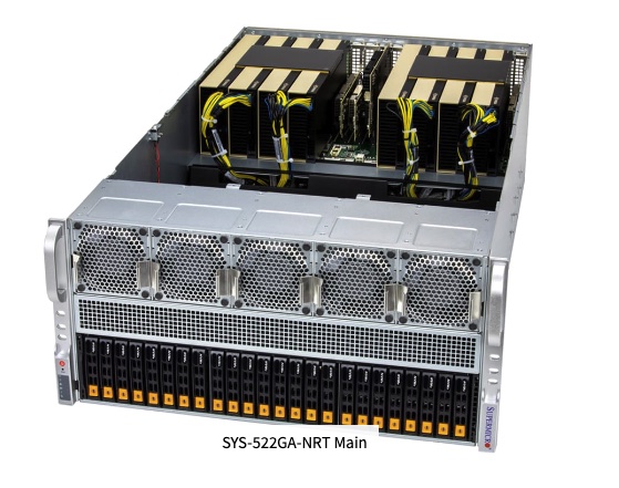 GPU SuperServer SYS-522GA-NRT, DP Intel 5U Dual-Root PCIe GPU System with up to 10 GPUs and extended