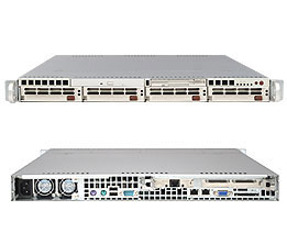 Super 6014H-8, E7520, 800Mhz, Video, 2x GB Lan, 4x HS SCSI, SATA+Raid, DDR(32GB), 1U/500W