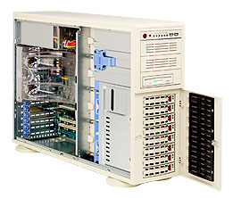 Super 4020C-T, Dual Opt/DC, PCI-e, 2x GB Lan, 8x HS SATA+Raid, DDR(32GB), 4U/Tower, 645W